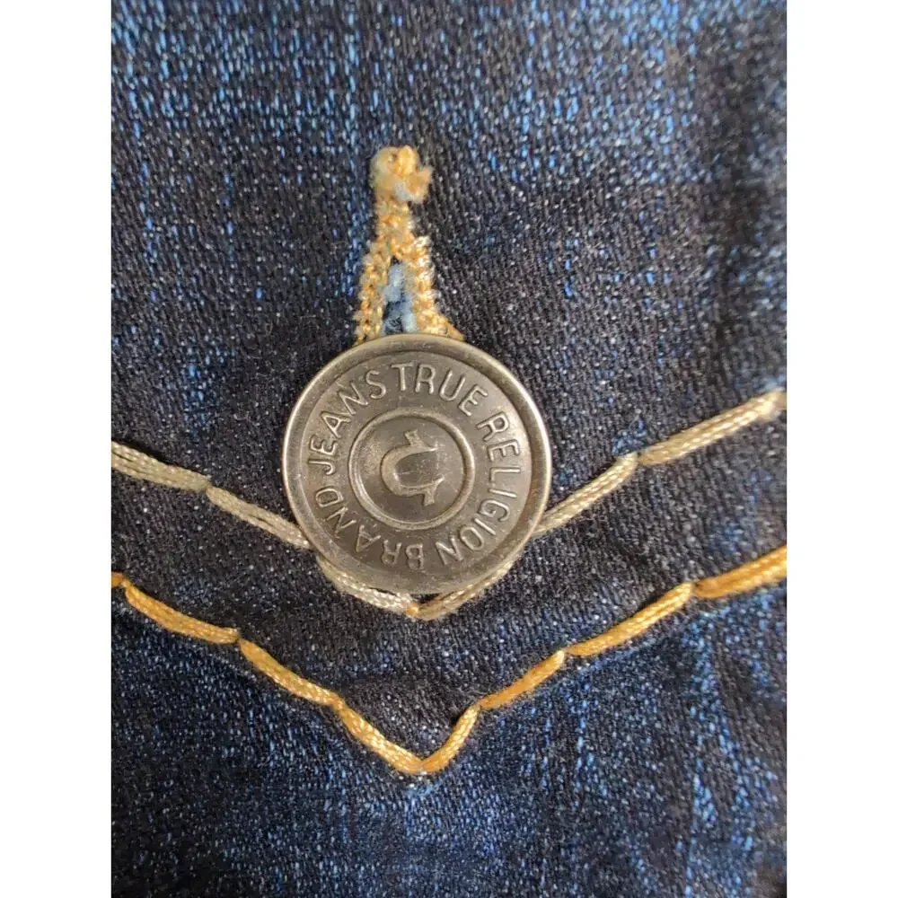 True Religion Geno relaxed flap dark blue jeans Size 32/34 Retro Streetwear Y2K